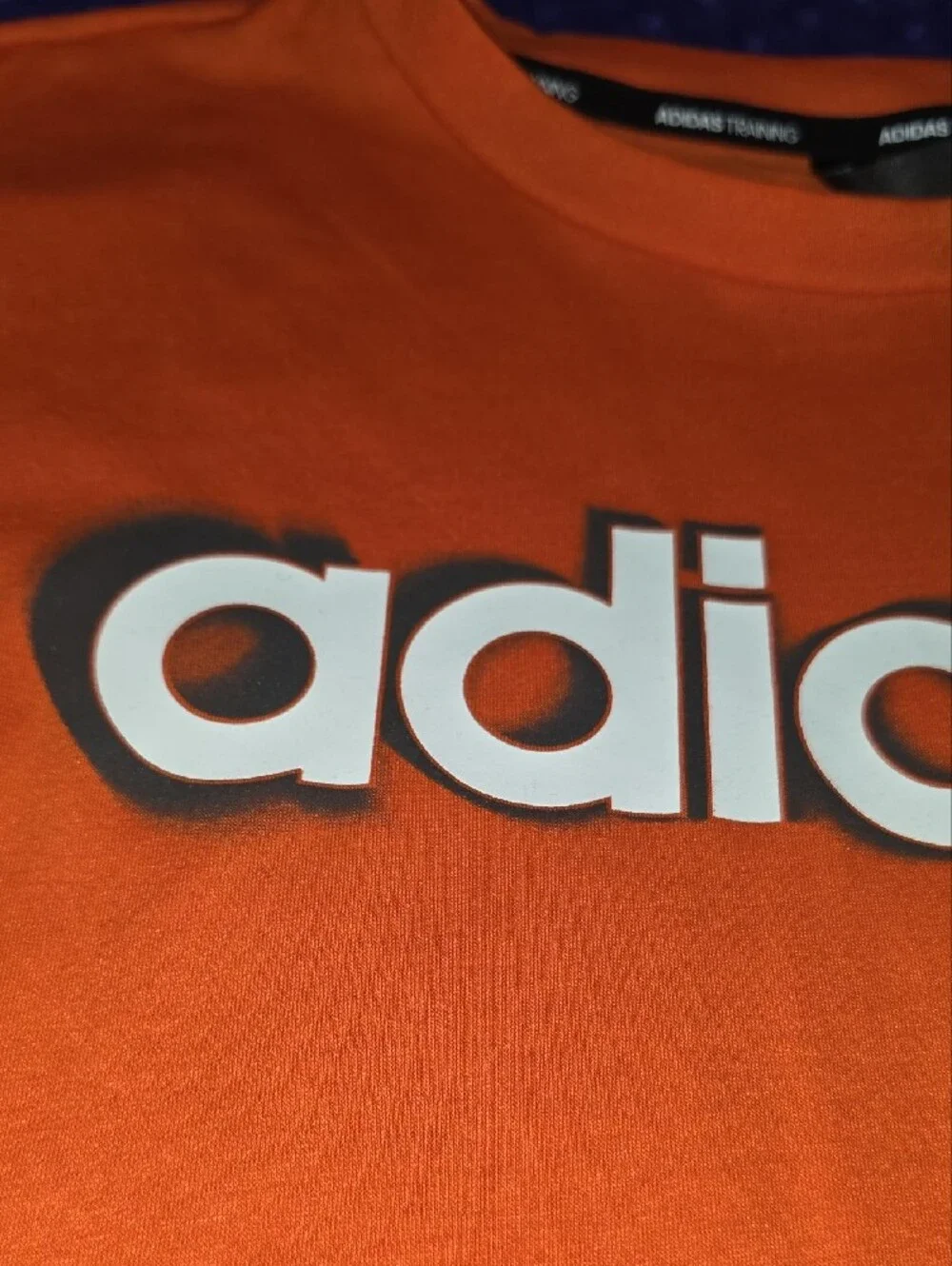 adidas Orange Short Sleeve Logo Tee with Shadow Print
